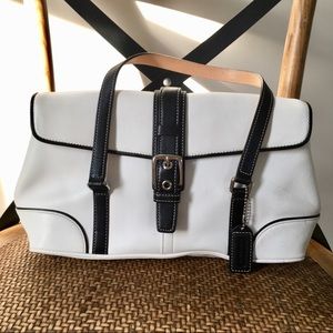 Rare Vintage White and Black Coach Hampton Purse